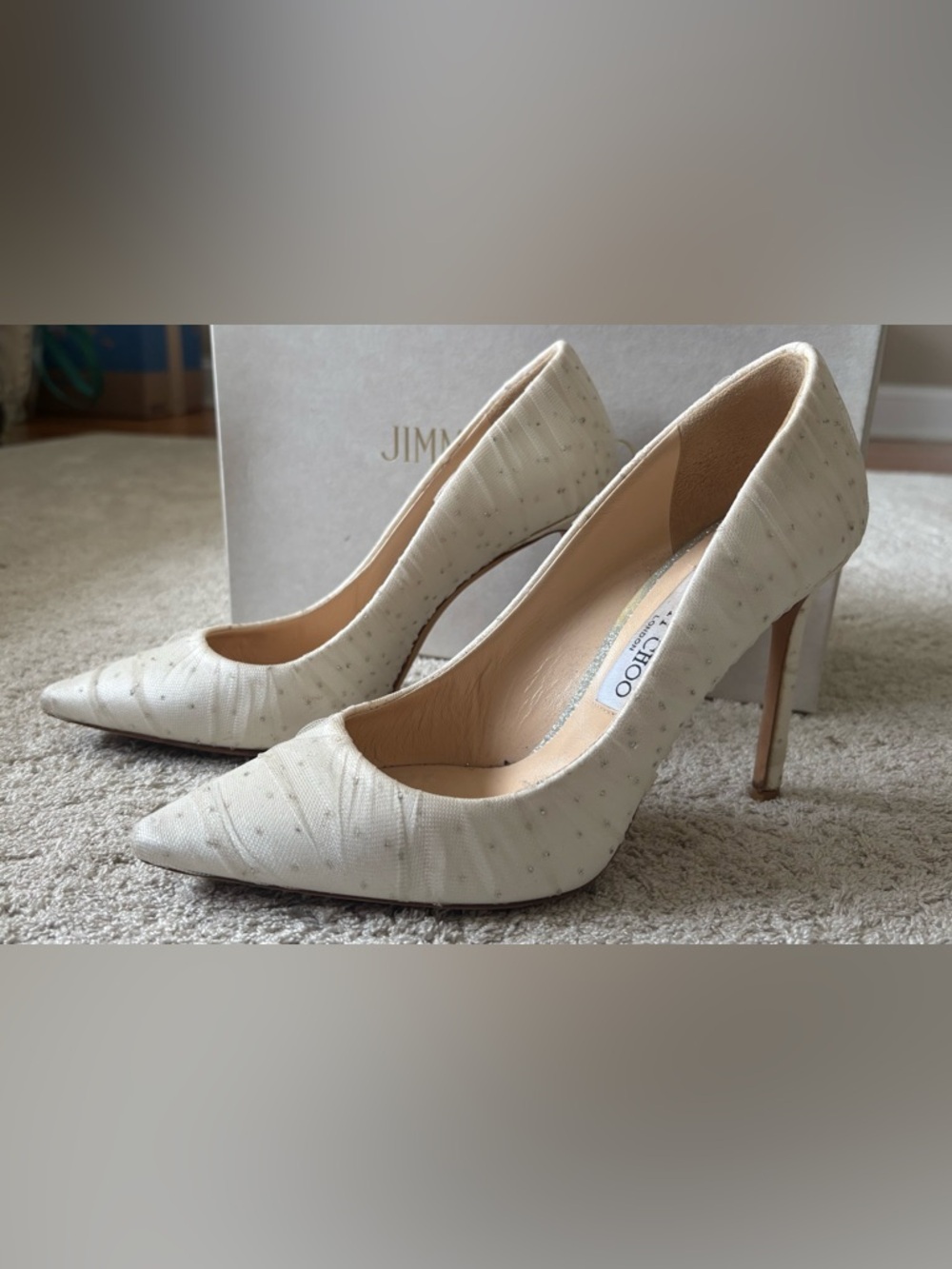 Jimmy Choo Ivory Pointed Toe Stiletto Pumps
